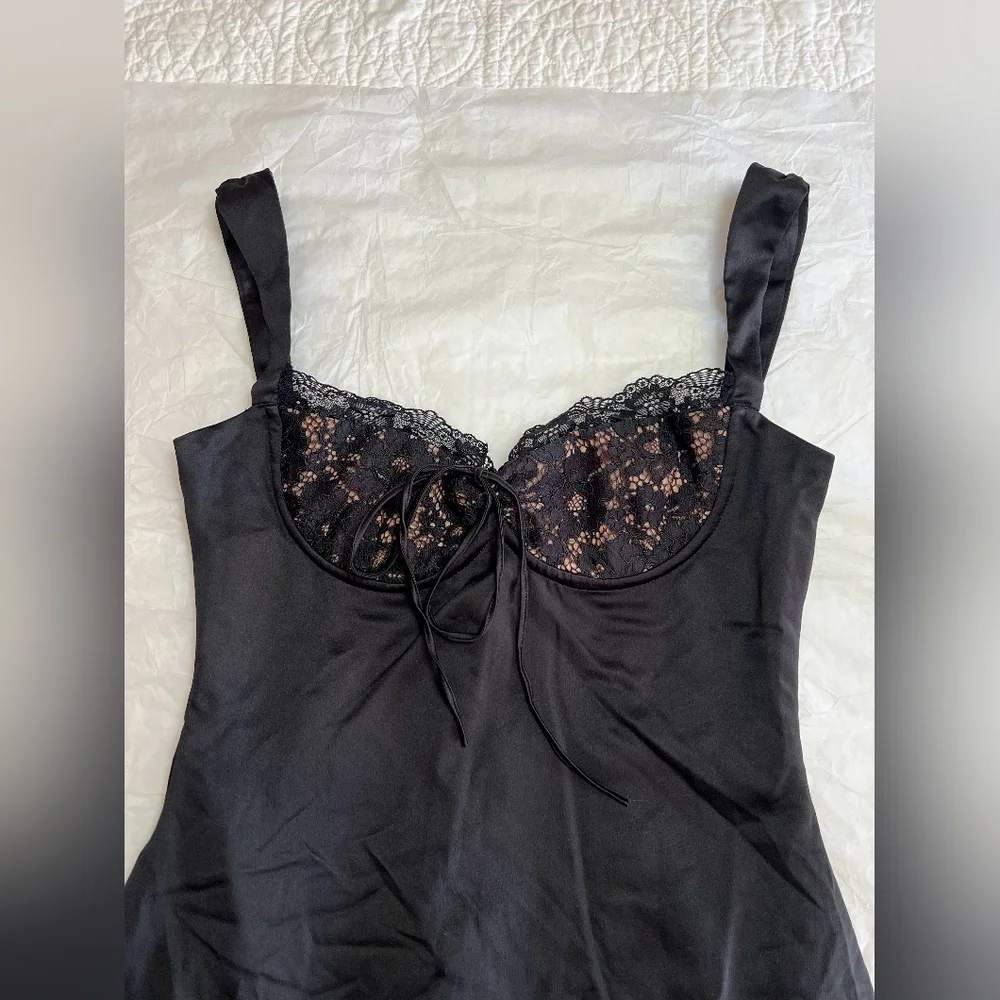 House of CB Black Lace-Trim Mini Slip Dress - Picture 11 of 15